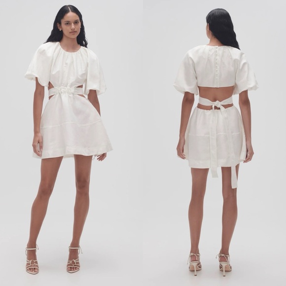 NWT Aje Mimosa Psychedelia Cutout Mini Dress Ivory - Picture 3 of 16